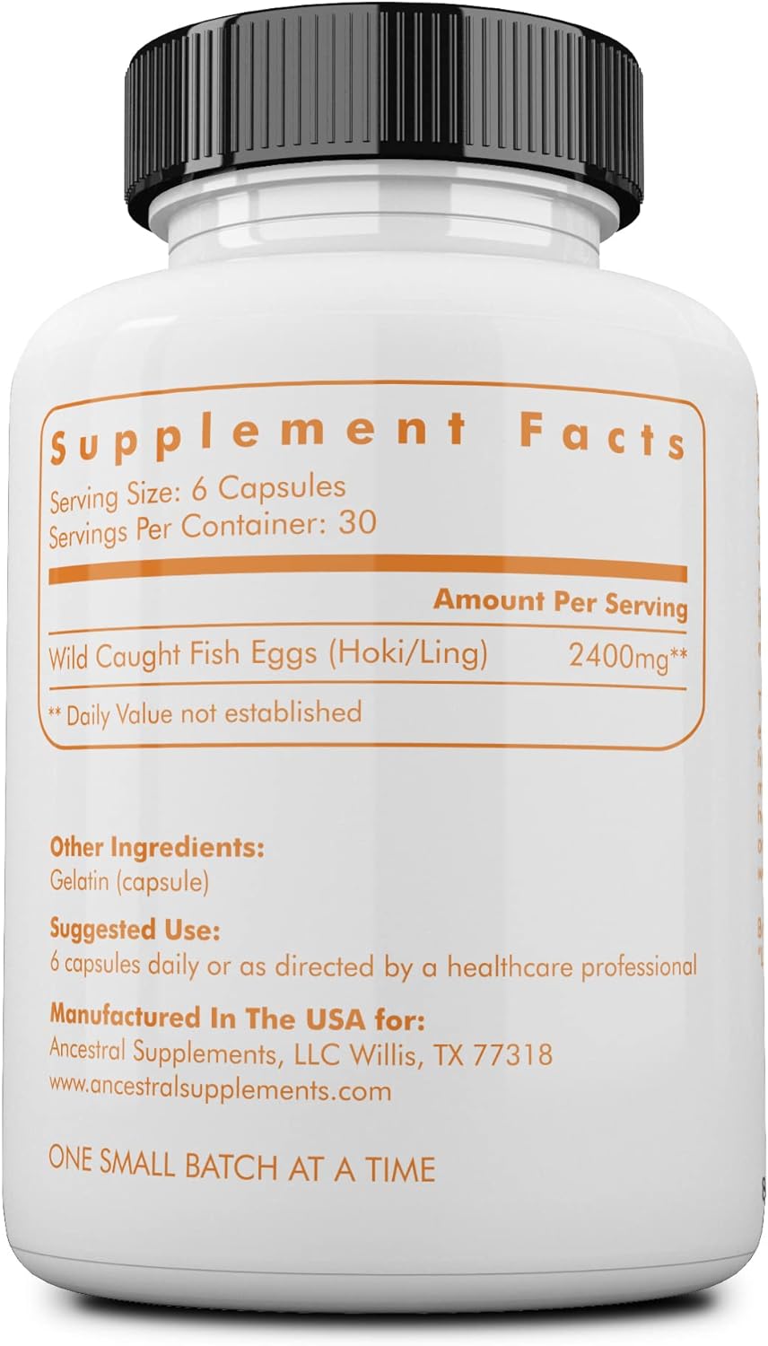 Ancestral Supplements Wild Caught Fish Eggs - 180 Capsules