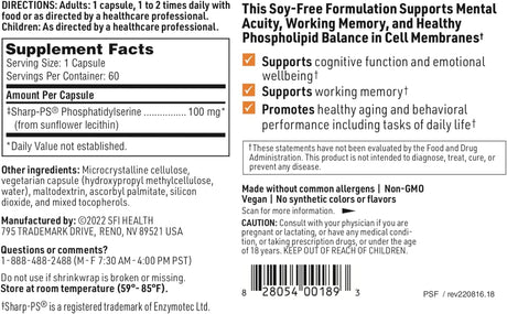 SeraBella 60 Caps (formerly Phosphatidyl Serine SF) - Klaire Labs/SFI Health