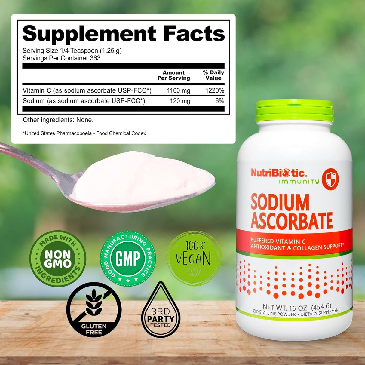 NutriBiotic Sodium Ascorbate Crystalline Powder, 454g