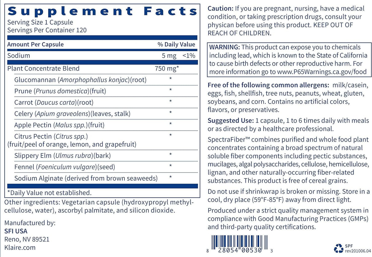 Klaire Labs - SpectraFiber 120 Capsules