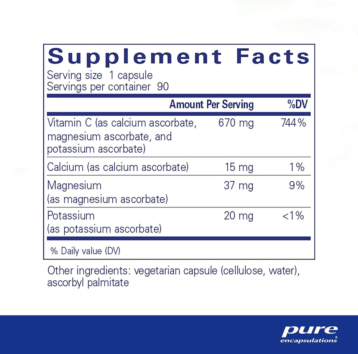 Pure Encapsulations Buffered Ascorbic Acid, 90 Capsules