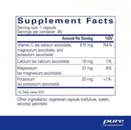 Pure Encapsulations Buffered Ascorbic Acid, 90 Capsules