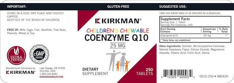 Kirkman Labs Children's Coenzyme Q10, 25 mg, 250 Chewable Tablets