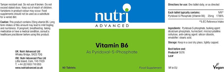 Nutri Advanced Vitamin B6 (P5P) 90 Tablets