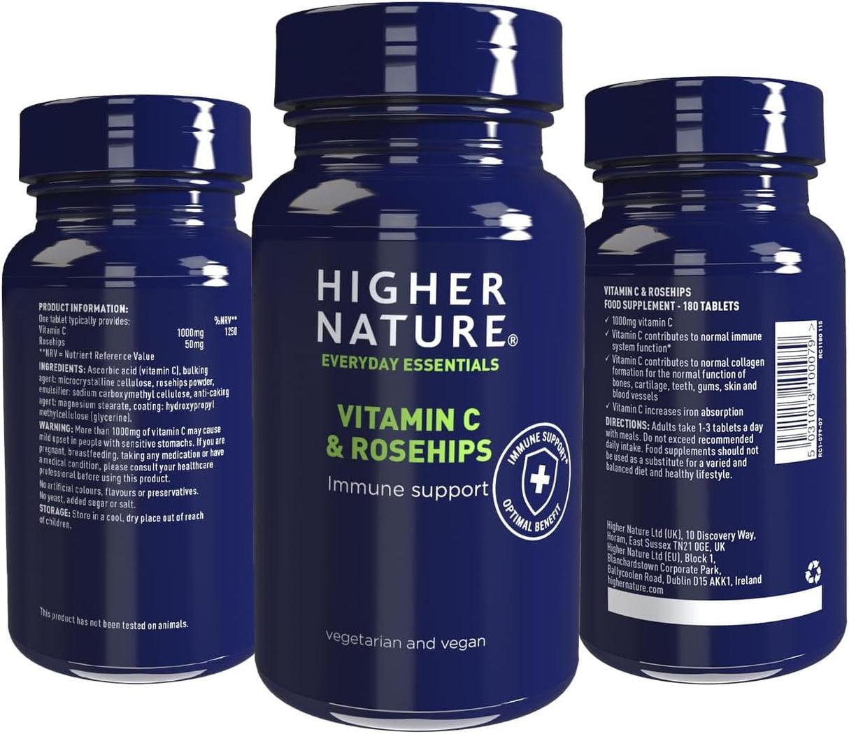 Higher Nature Vitamin C (formerly known as Rosehips) with Rosehips 180 Tablets