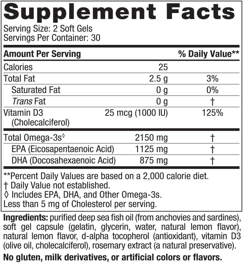 Nordic Naturals Ultimate Omega D3 (Lemon) 60 Soft Gels