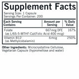 Kirkman Labs - 5-MTHF 667 mcg DFE with B12, 200 Capsules