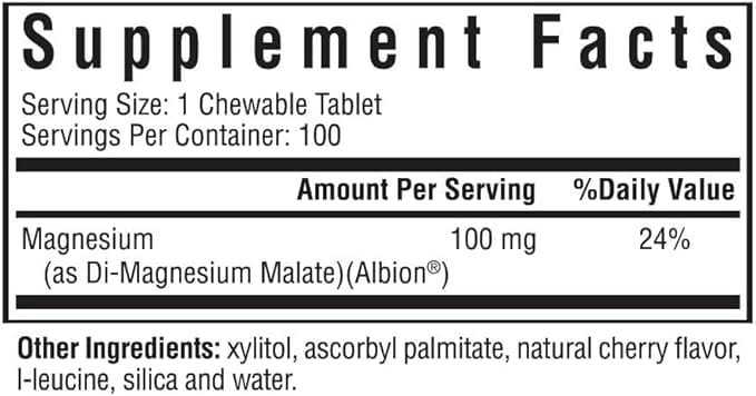 Seeking Health Magnesium Malate Chewable (Active Magnesium) 100 Chewable Tablets