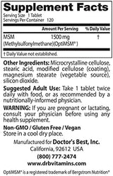 Doctor's Best MSM with OptiMSM 1500mg, 120 Tablets