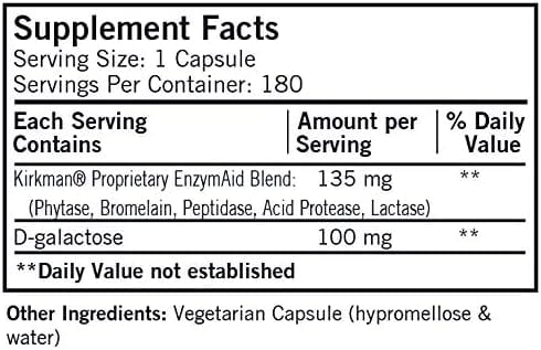 Kirkman Laboratories - Enzym-Aid, 180 Capsules - SOI)