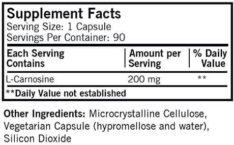 Kirkman Laboratories L-Carnosine 200mg (Hypoallergenic), 90 Capsules