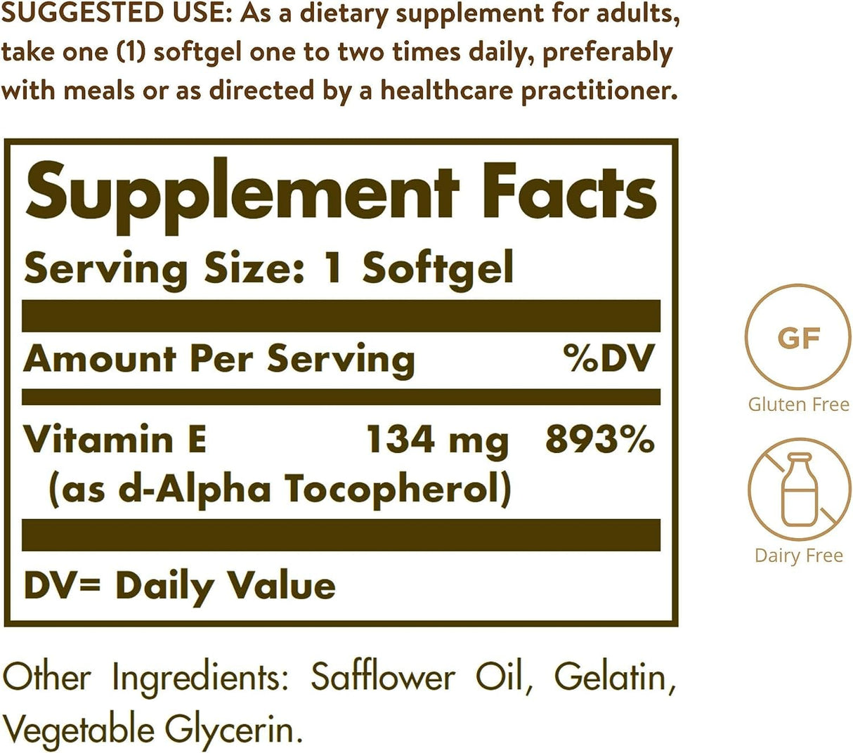 Solgar Vitamin E, 200 IU - 100 Softgels