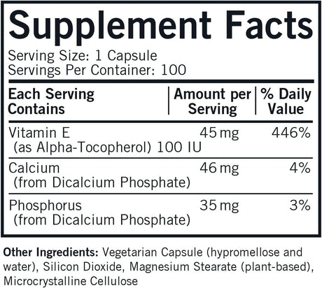 Kirkman Laboratories Vitamin E 100IU, Hypoallergenic, 100 Capsules