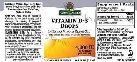 Nature's Answer Vitamin D3 Drops, 4000 IU, 15 ml