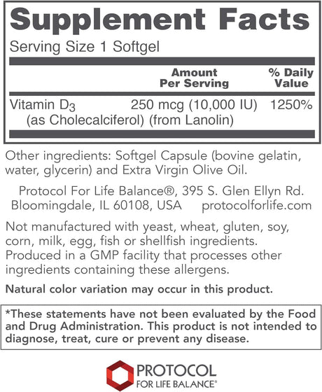 Protocol For Life Balance Vitamin D3 10,000 IU - 120 Softgels