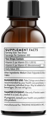 Thorne Research - Vitamin D+K2 (D3/K2) (1oz - 30ml)