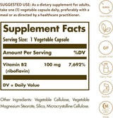 Solgar Vitamin B2 (Riboflavin) 100 mg, 100 capsules