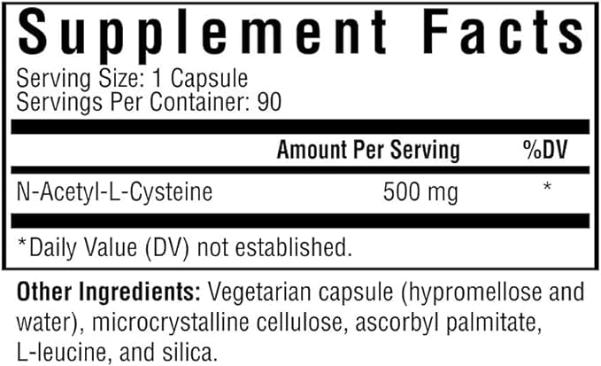 Seeking Health NAC, N-Acetyl-L-Cysteine - 500 mg - 90 Vegetarian Capsules