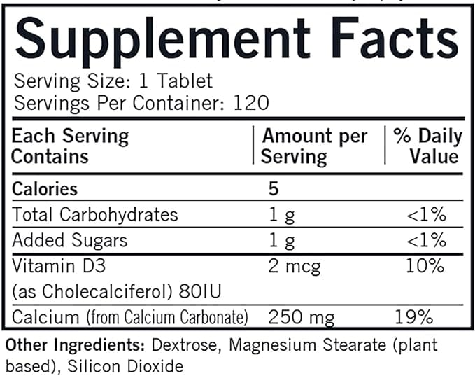 Kirkman Labs Calcium, 250 mg with Vitamin D3, 120 Chewable Tablets