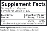 Kirkman Laboratories Iron Ferrochel 25mg (Hypoallergenic) 120 Capsules