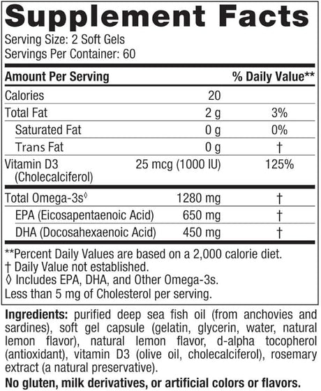 Nordic Naturals Ultimate Omega D3 (Lemon) 120 Soft Gels