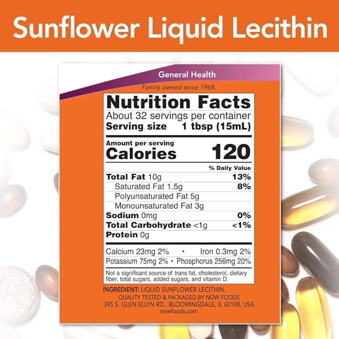 Now Foods Sunflower Liquid Lecithin 16 fl oz (473 ml)