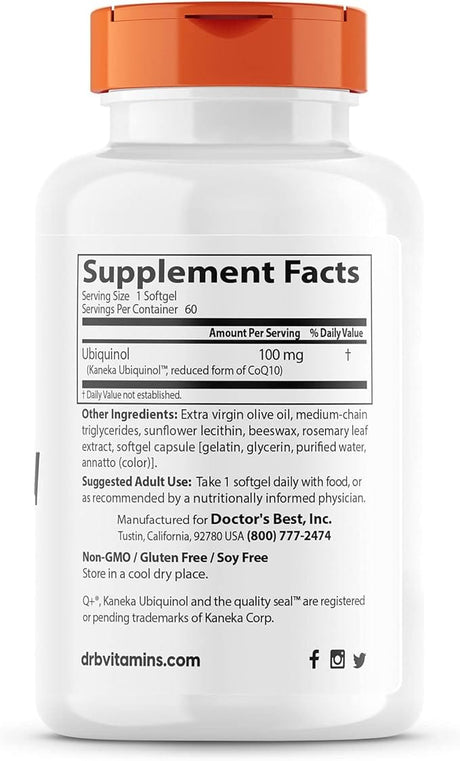 Doctor's Best Ubiquinol with Kaneka 100mg, 60 Softgels