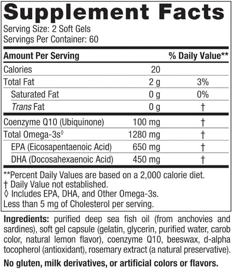 Nordic Naturals Ultimate Omega + CoQ10, 60 Soft Gels