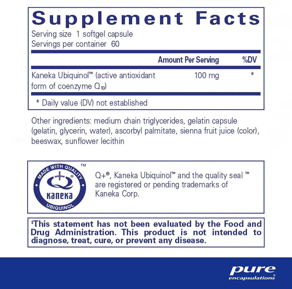 Pure Encapsulations Ubiquinol-QH 100mg 60 Softgels