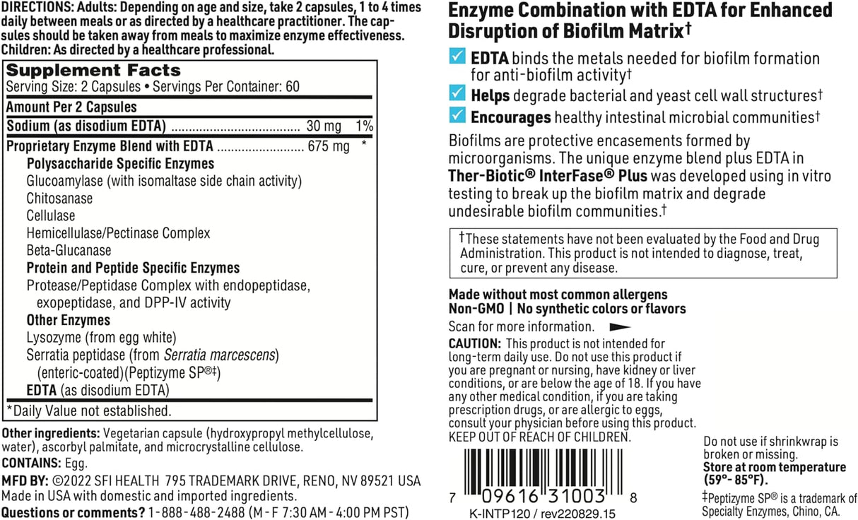 Klaire Labs/ SFI Health Ther-Biotic InterFase™ 120 Veg Caps