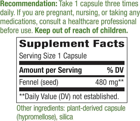 Nature's Way Fennel Seed, 480 mg, 100 Vegan Capsules