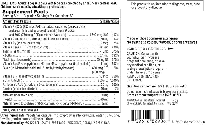 Klaire Labs Multi-Vitamin Complex, 60 Capsules