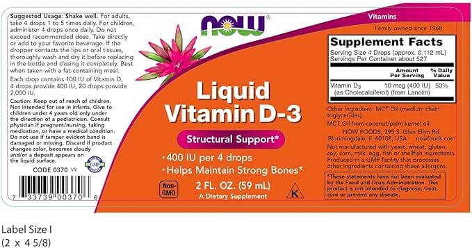 Now Foods Liquid Vitamin D3 60ml