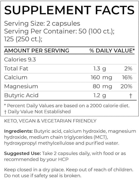 Bodybio - Calcium Magnesium Butyrate - 250 Capsules