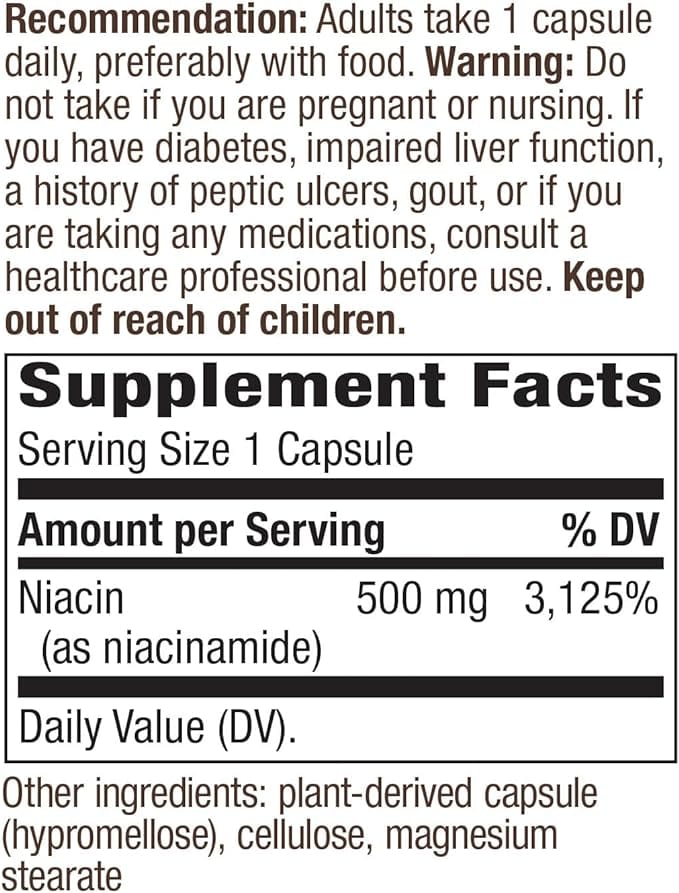 Nature's Way Niacinamide 500mg, 100 Capsules