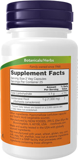 Now Foods Goldenseal Root 500mg 50 caps