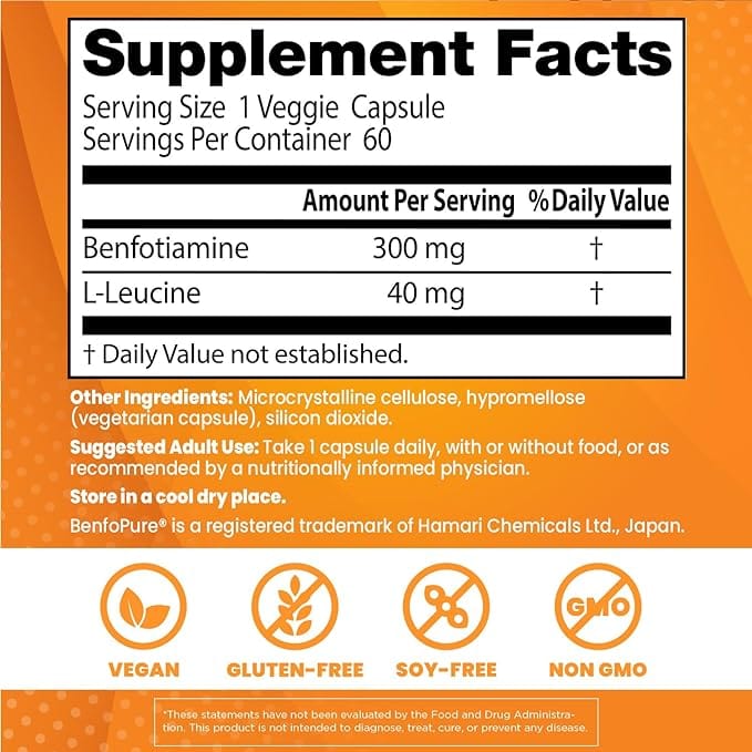 Doctor's Best Benfotiamine with BenfoPure 300mg, 60 Capsules