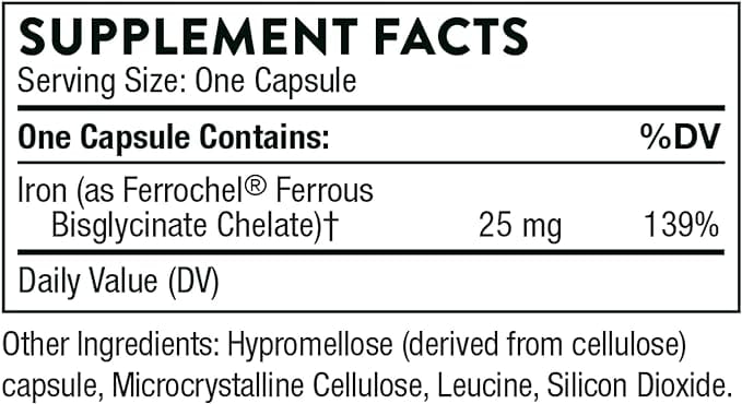 Thorne Iron Bisglycinate, 60 Veg Caps