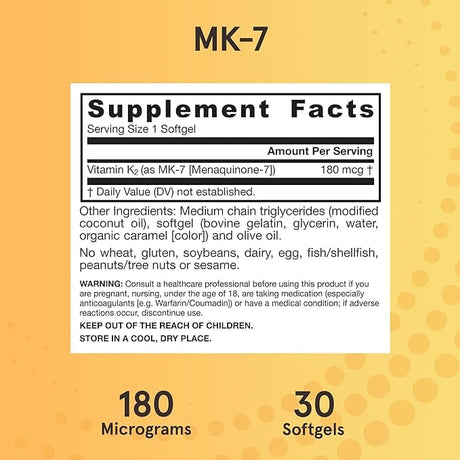 Jarrow Formulas MK-7 (Vitamin K2) 180mcg - 30 Softgels