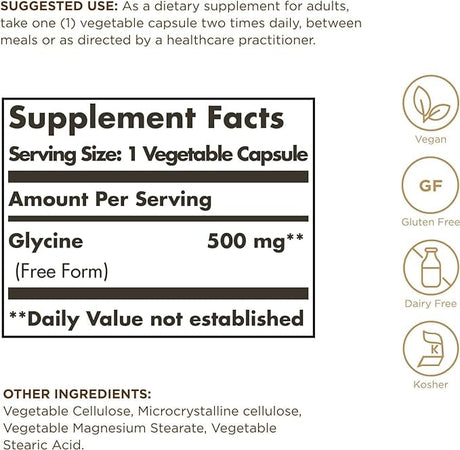 Solgar Glycine, 500 mg, 100 Veggie Caps