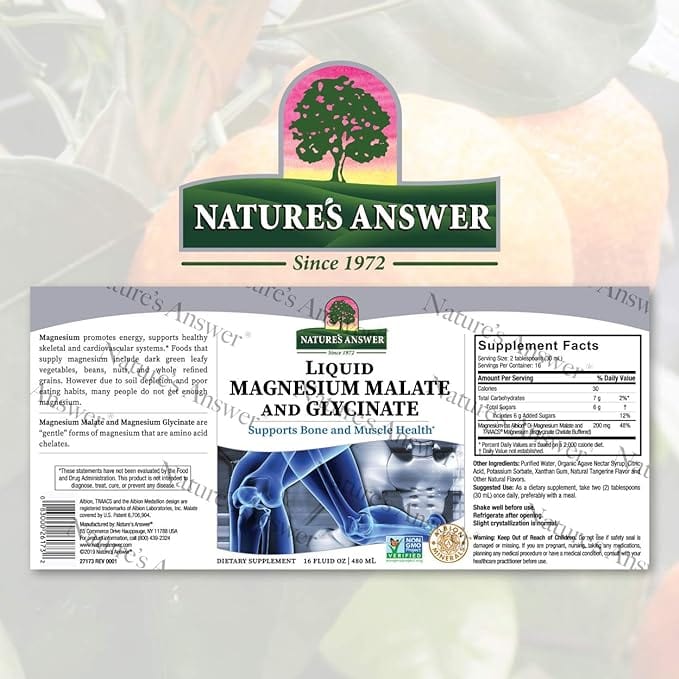 Nature's Answer Liquid Magnesium Malate and Glycinate, 480ml