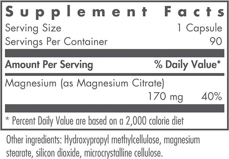 Nutricology / Allergy Research Group Magnesium Citrate 170mg - 90 Capsules