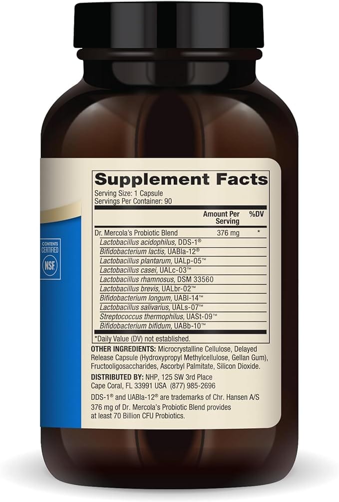 Dr. Mercola Complete Probiotics (70 Billion CFU, 10 Strains) 90 Caps