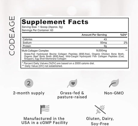 Codeage Multi Collagen Peptides Powder, 567g