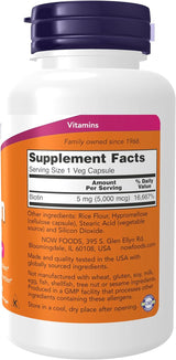 Now Foods Biotin 5000mcg, 60 Capsules