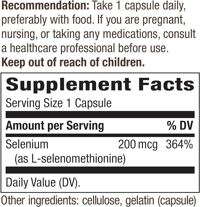 Nature's Way Selenium, 200mcg, 100 Capsules