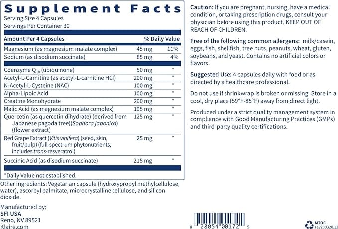 Klaire Labs MitoThera, 120 Capsules