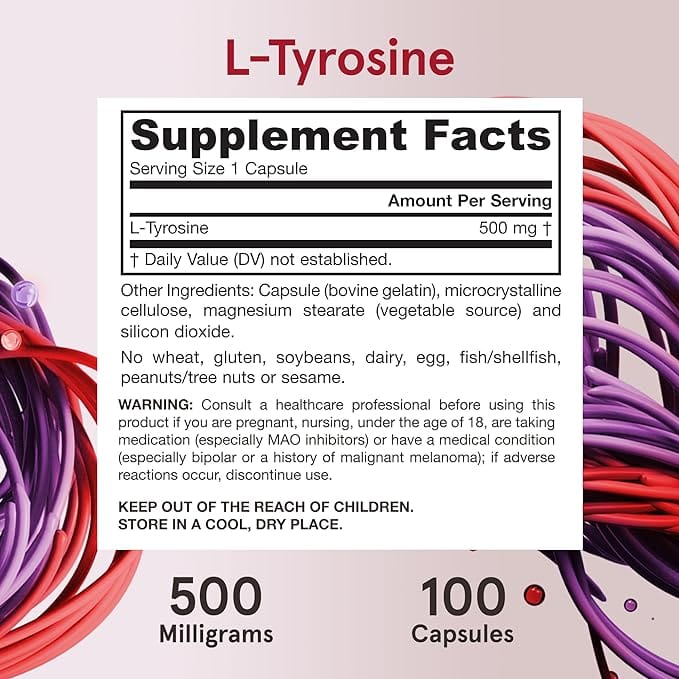 Jarrow Formulas L-Tyrosine 500mg, 100 Capsules