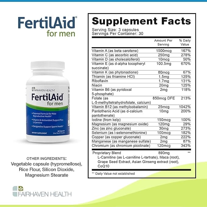 Fairhaven Health FertilAid for Men, 90 Capsules