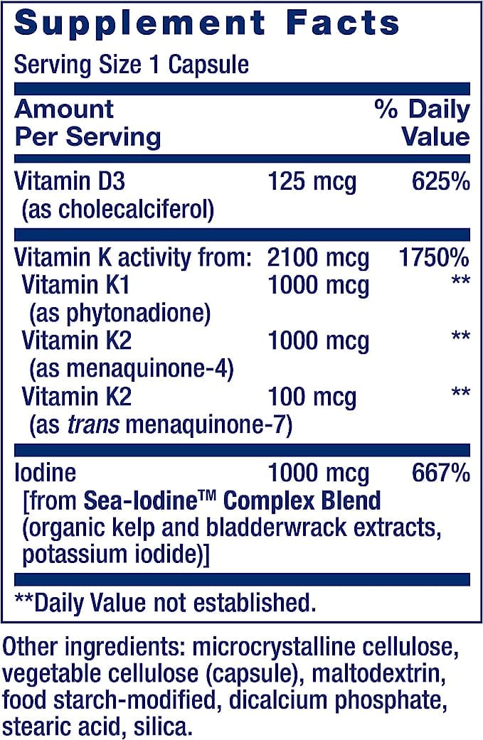 Life Extension - Vitamins D and K with Sea-Iodine, 60 Capsules